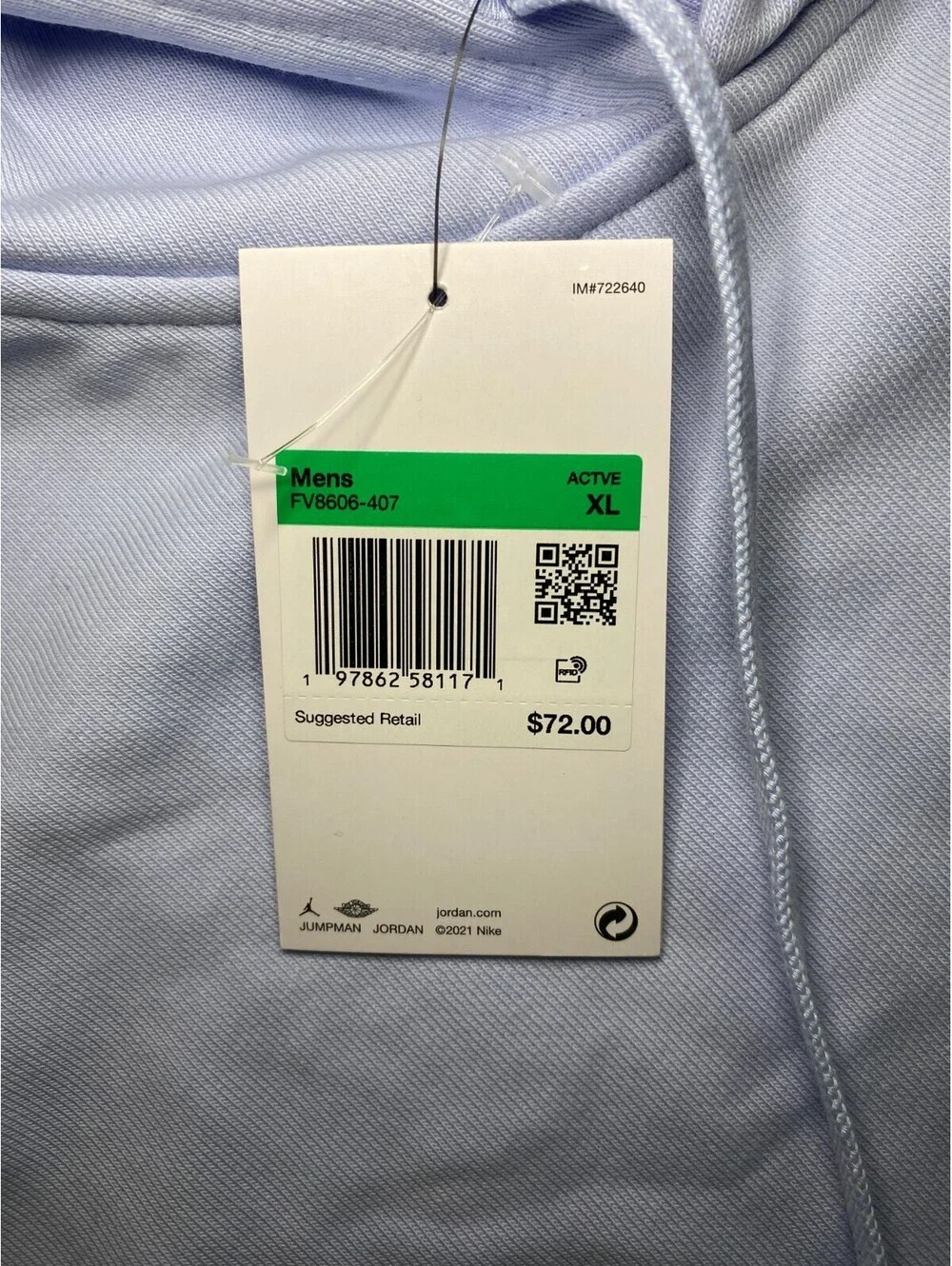 Jordan Sport Dri Fit Hoodie Mens XL Blue Fleece Lined Kangaroo Pockets Pullover